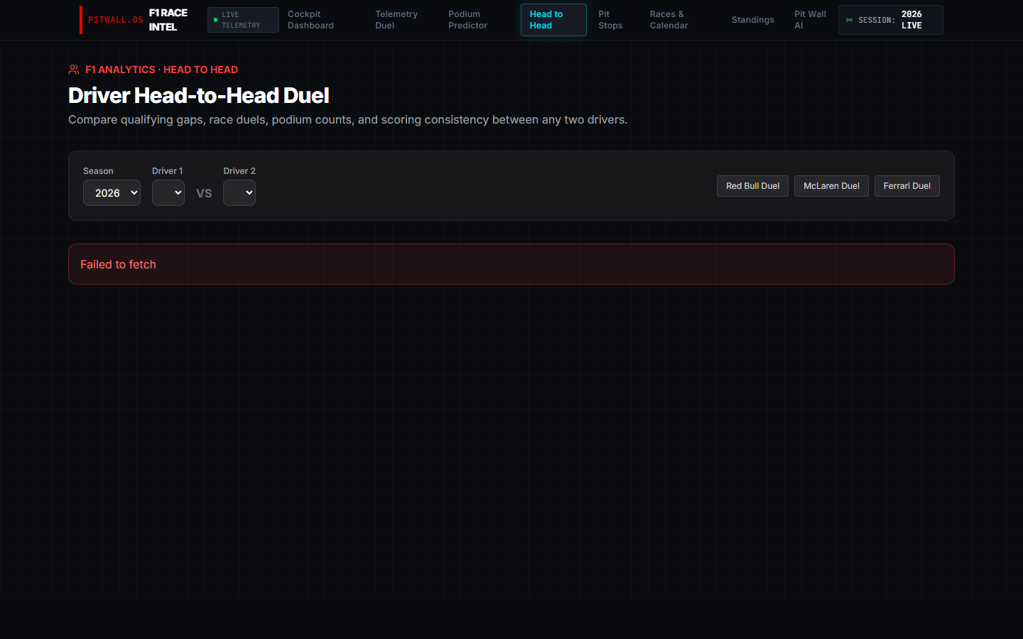 Driver head-to-head duel with one-click team duels.