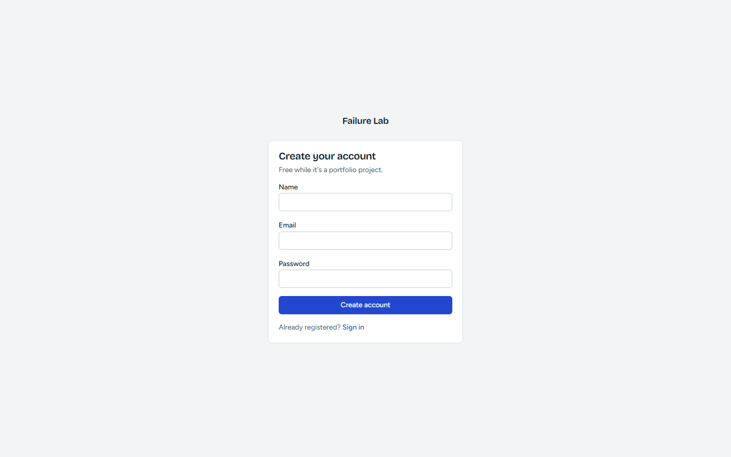 Create an account (name, email, password).