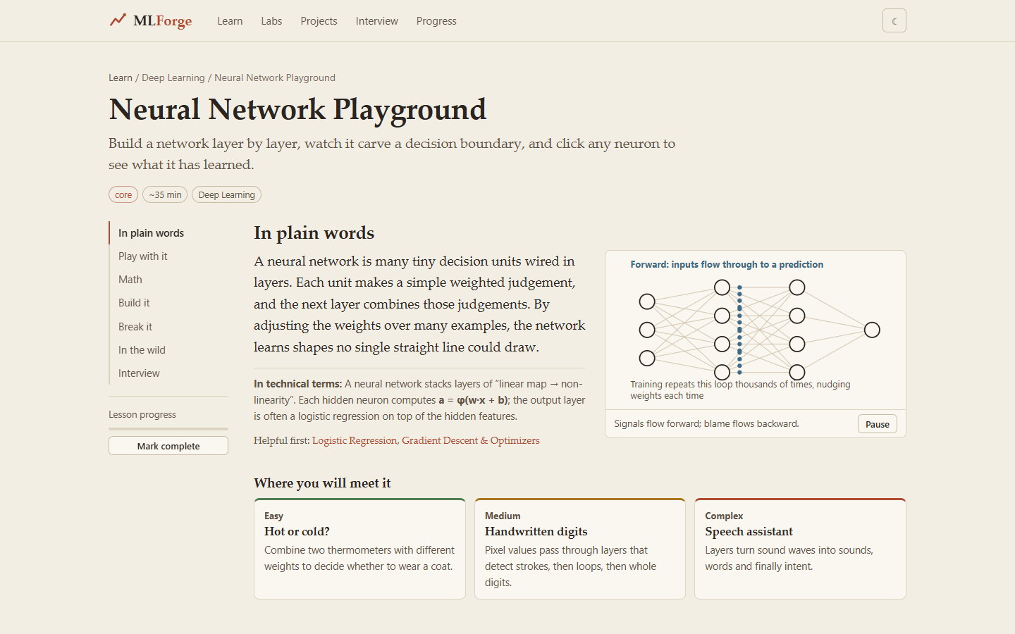 Lesson neural network