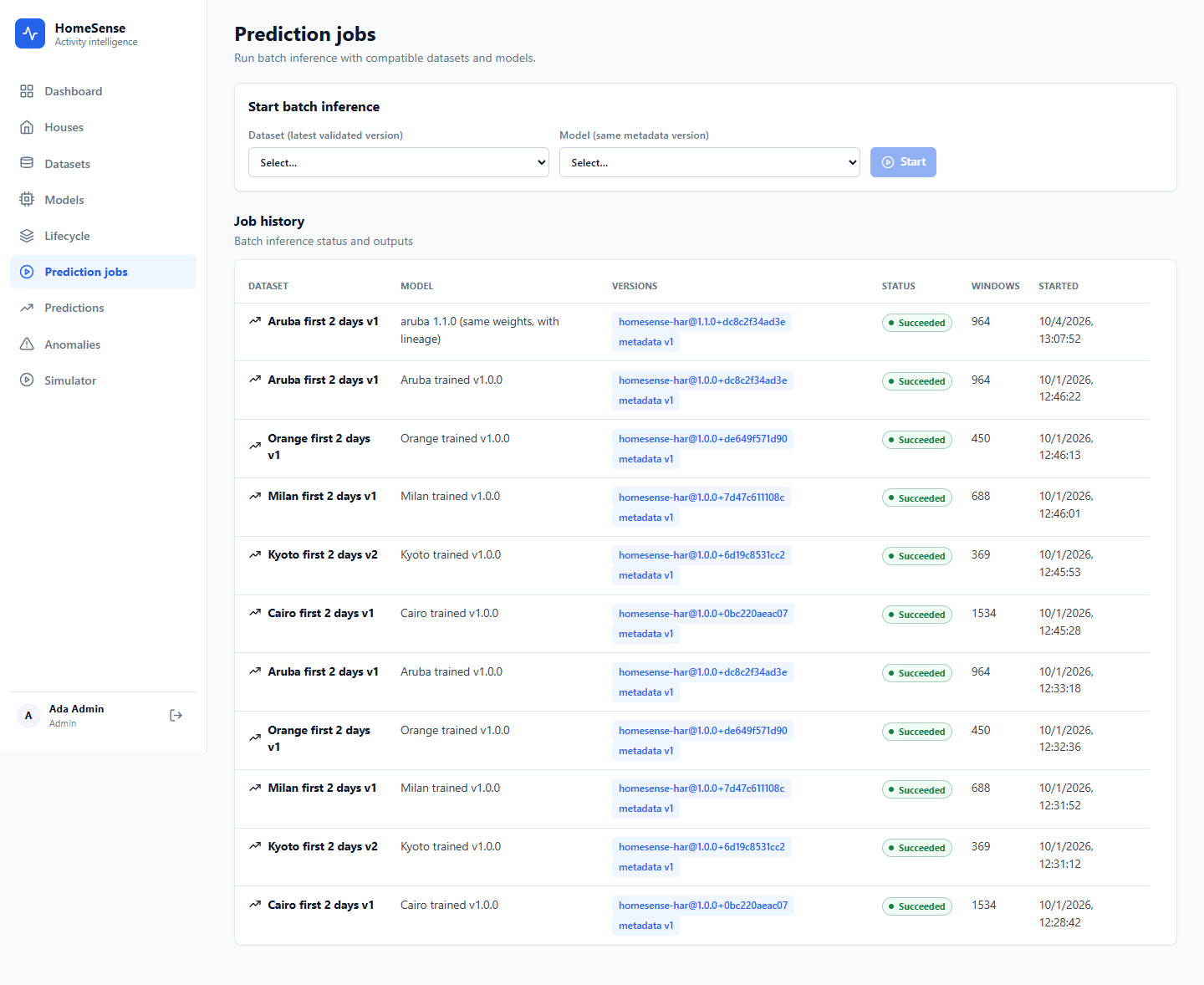 Batch inference with compatible dataset and model pairs.